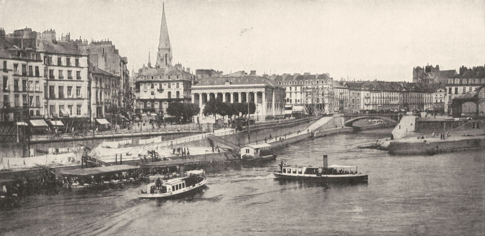 LOIRE- ATLANTIQUE. Nantes. La bourse, vue prise de L'ile Gloriette 1900 print